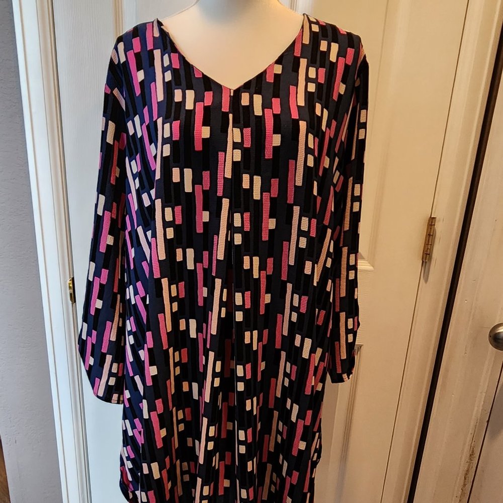Pink/black Blouse w/Vertical Stripes